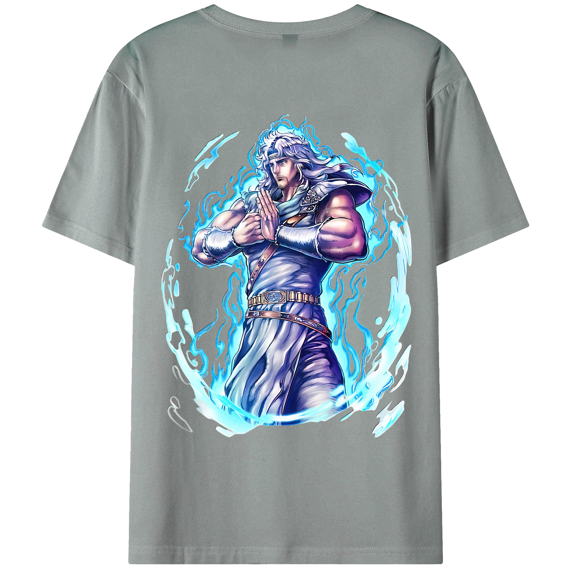 （画像用） 北斗の拳 Fist of the North Star 綿100％ メンズ半袖Tシャツ（バックプリント） 通気性